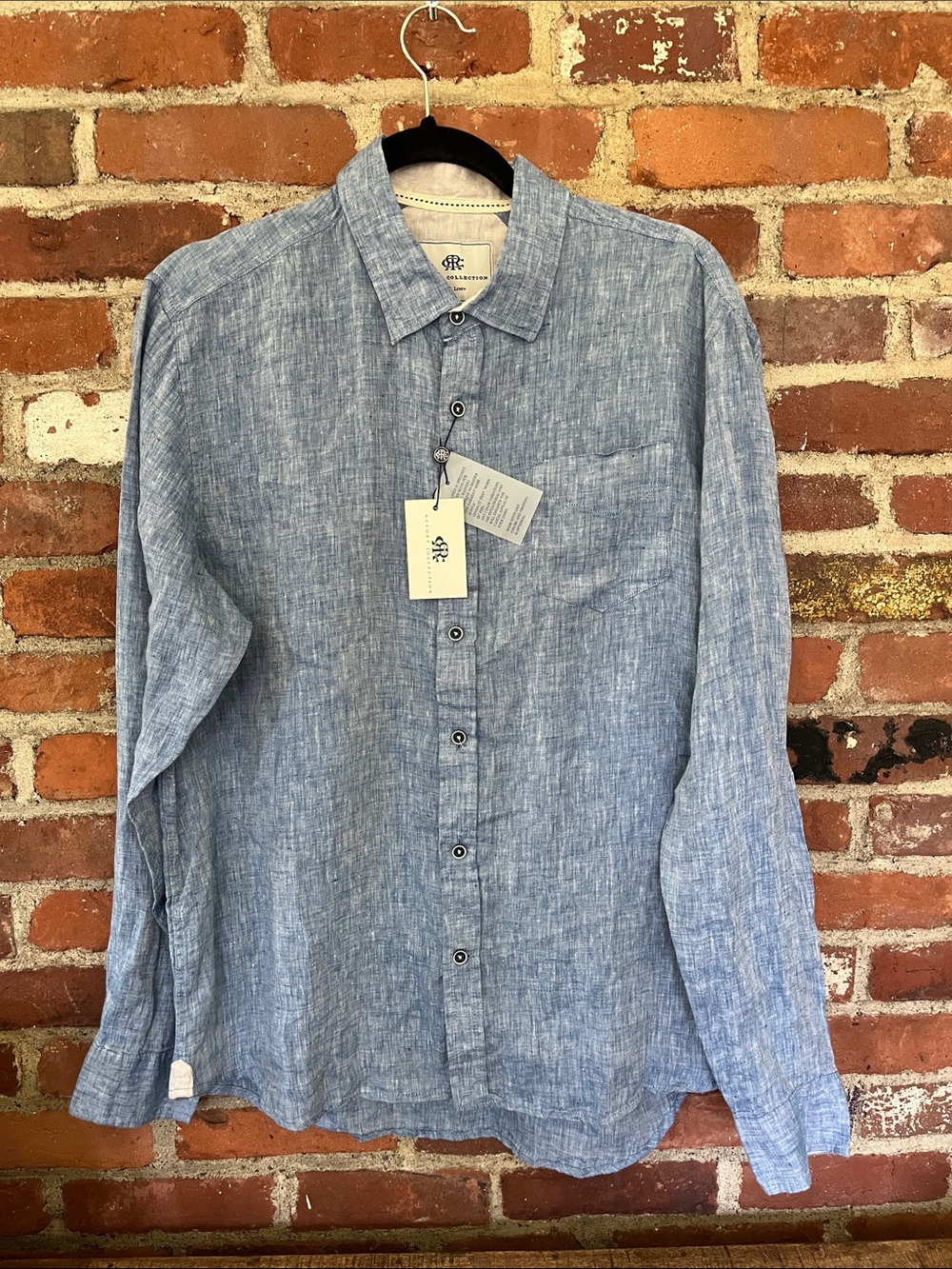 Report Collection Light Blue Linen Button-Down Shirt